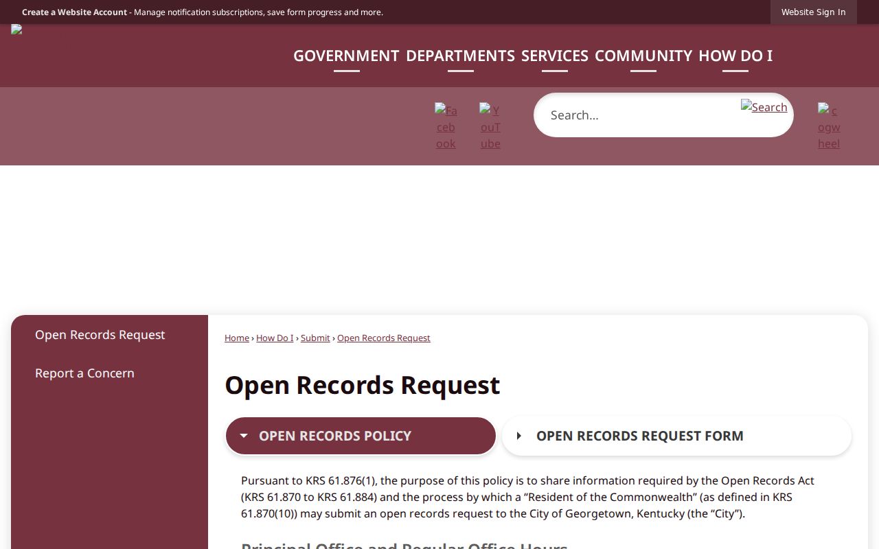 Georgetown residents directory city open records request