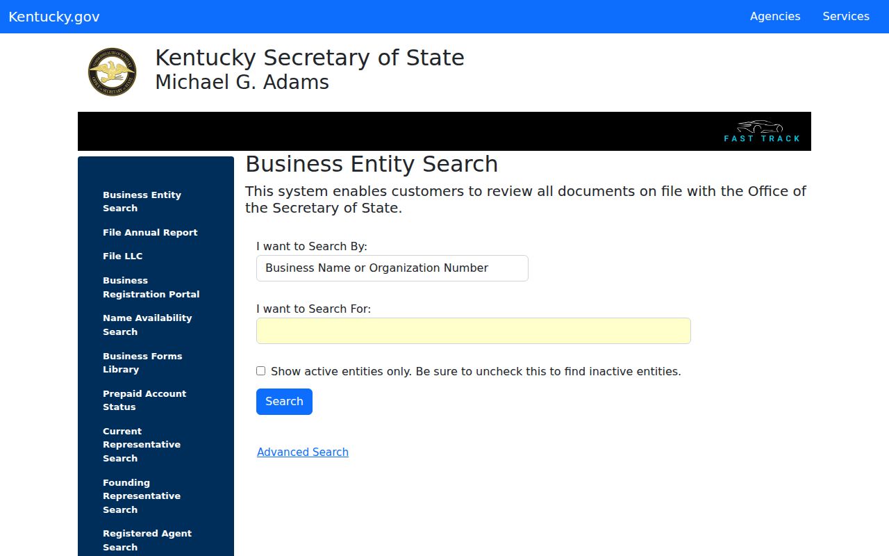 Georgetown residents directory Kentucky business entity search