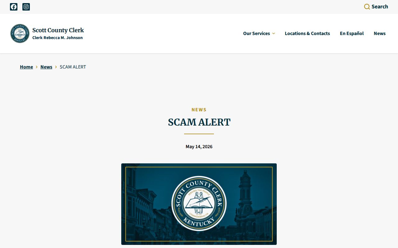 Georgetown residents directory Scott County records scam warning