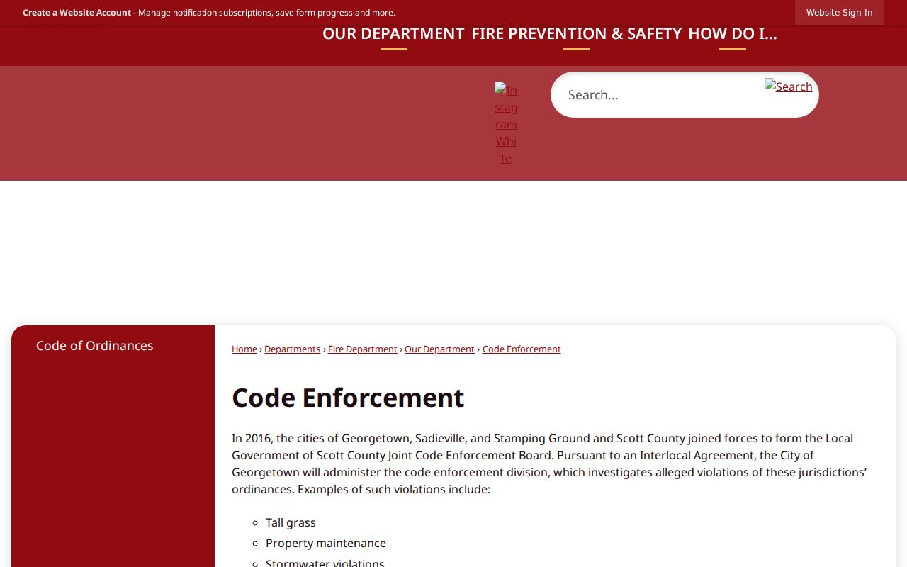 Georgetown street directory address-keyed code enforcement records