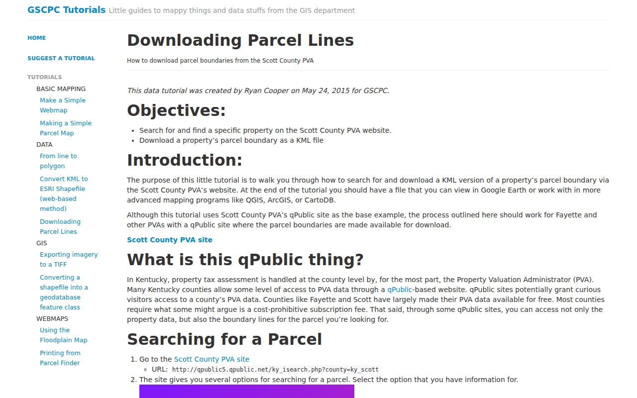 Georgetown street directory PVA parcel owner tutorial